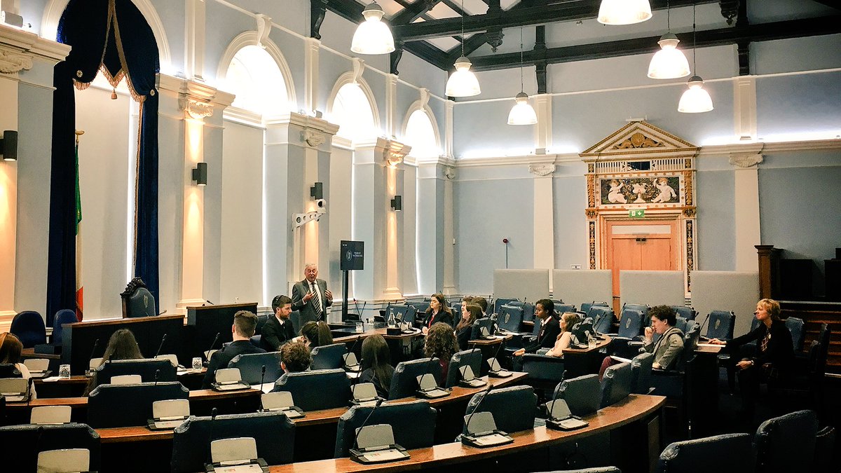Dr. Maurice Manning addressing students in the Seanad Chamber