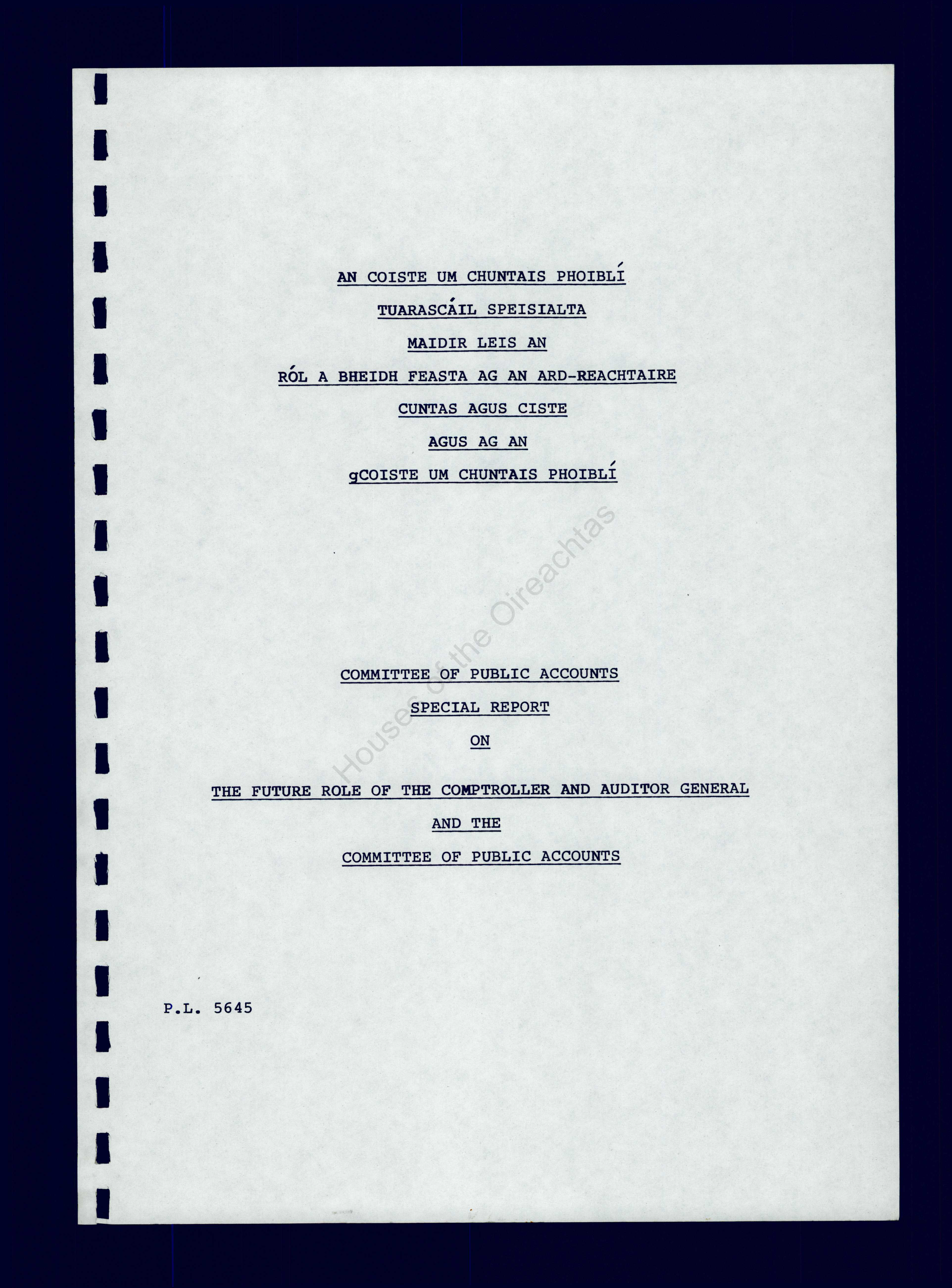 Excerpt from the Committee of Public Account’s Special Report published in May 1988